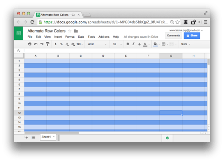 Как выбрать чередующиеся строки в Google Sheets