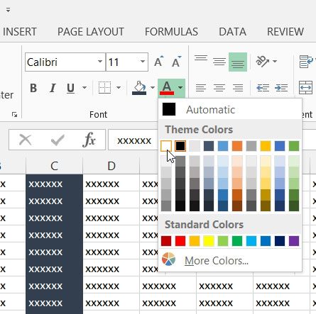 Как изменить цвет шрифта в Excel 2013