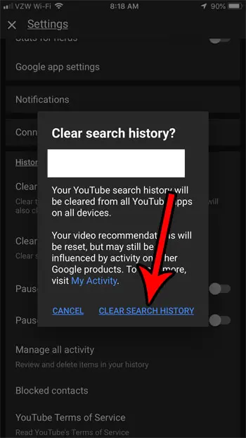 Как очистить историю поиска YouTube в приложении для iPhone