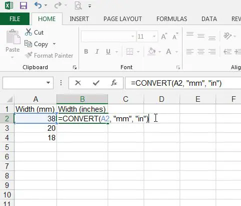 Как преобразовать мм в дюймы в Excel 2013