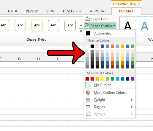Как добавить контур текстового поля в Excel 2013