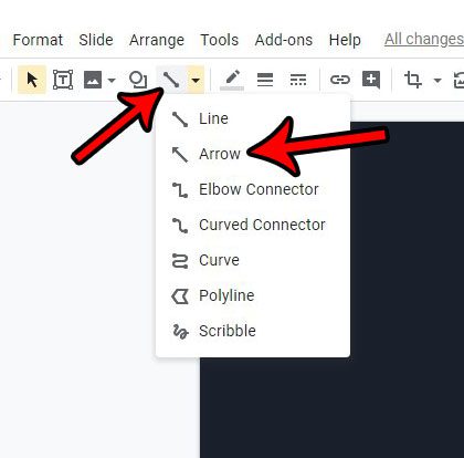 Как добавить стрелку в Google Slides
