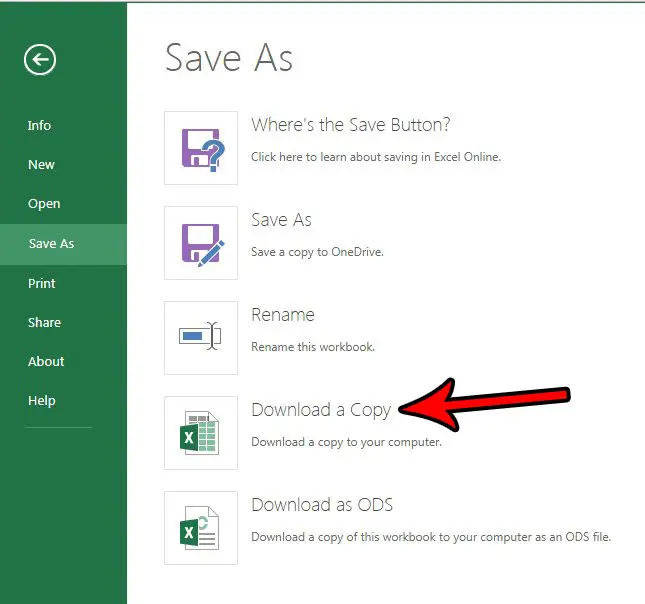 Как загрузить копию файла на свой компьютер в Excel Online