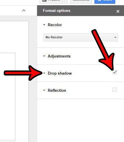 Как добавить тень к изображению в Google Slides