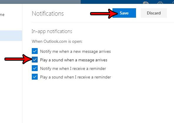 Outlook.com — как воспроизвести звук при получении новой электронной почты