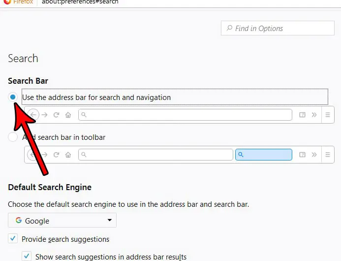 Как удалить строку поиска в Firefox и использовать адресную строку для поиска и навигации