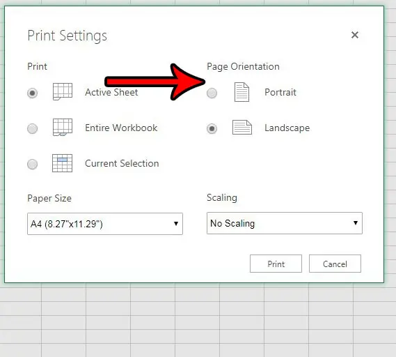 Как изменить ориентацию страницы в Excel Online