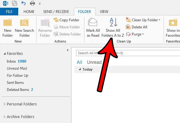Как расположить списки папок в алфавитном порядке в Outlook 2013