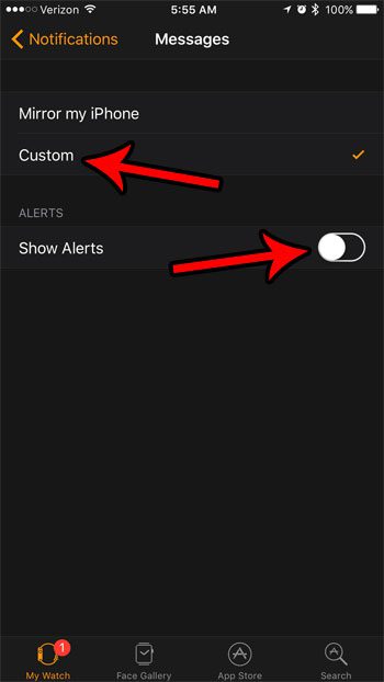 Как отключить уведомления о текстовых сообщениях на Apple Watch