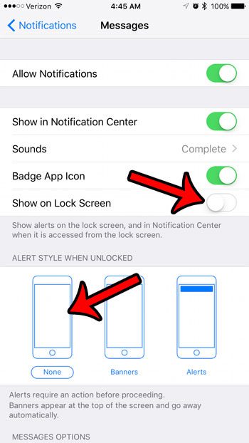 Как остановить всплывающие окна текстовых сообщений на iPhone 7