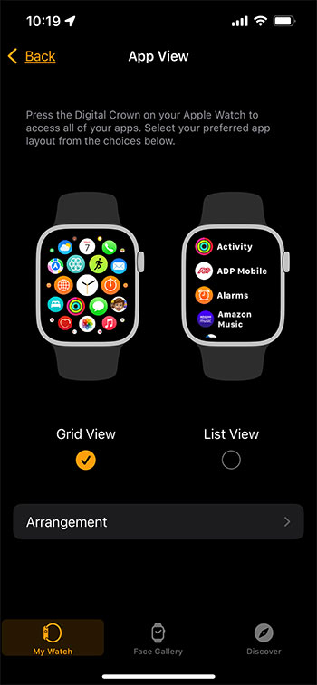 Как переключаться между представлением сетки и представлением списка на Apple Watch