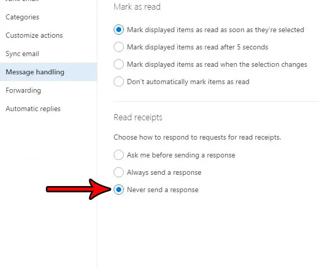 Outlook.com — как отключить уведомления о прочтении