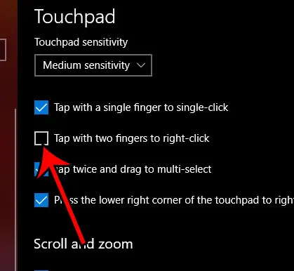 Как изменить настройку правой кнопки мыши на сенсорной панели в Windows 10
