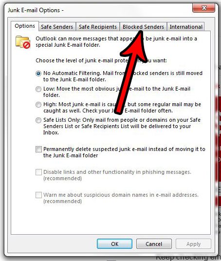 Как просмотреть список заблокированных отправителей в Outlook 2013