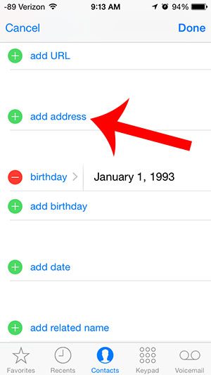 Как добавить адрес для контакта на iPhone 5