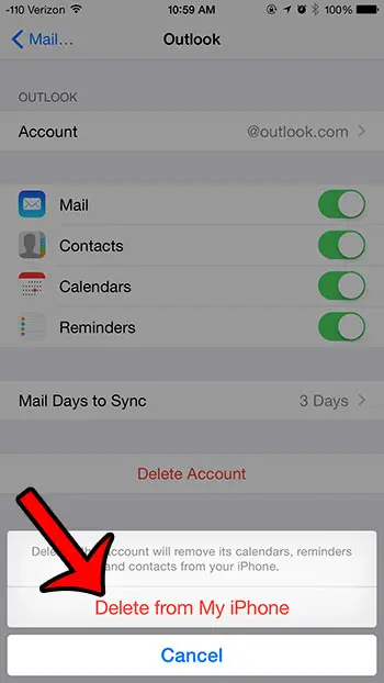 Как удалить учетную запись Outlook с iPhone 13