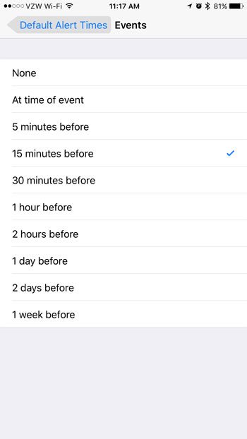 Как изменить настройки времени оповещения календаря iPhone по умолчанию