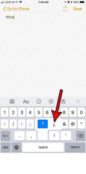 Как добавить перевернутый знак вопроса или восклицательный знак на iPhone 7