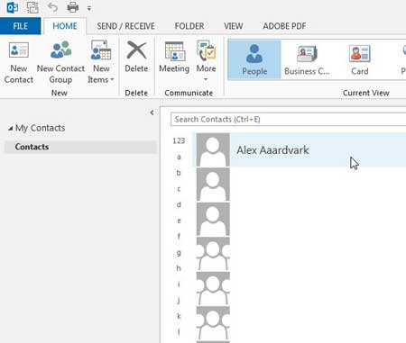 Как изменить контакт в Outlook 2013