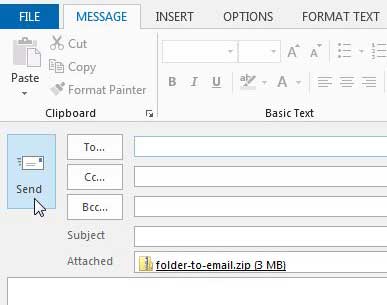 Как отправить всю папку с файлами в качестве вложения в Outlook 2013