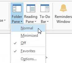 Куда делся мой список папок в Outlook 2013?