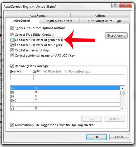 Как перестать использовать заглавную букву в Outlook 2013