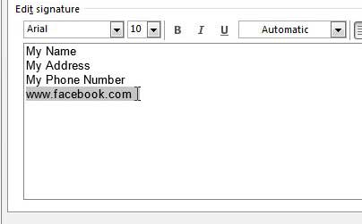 Добавьте URL-ссылку в свою подпись Outlook 2013