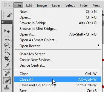 Как сохранить все открытые изображения в Photoshop CS5