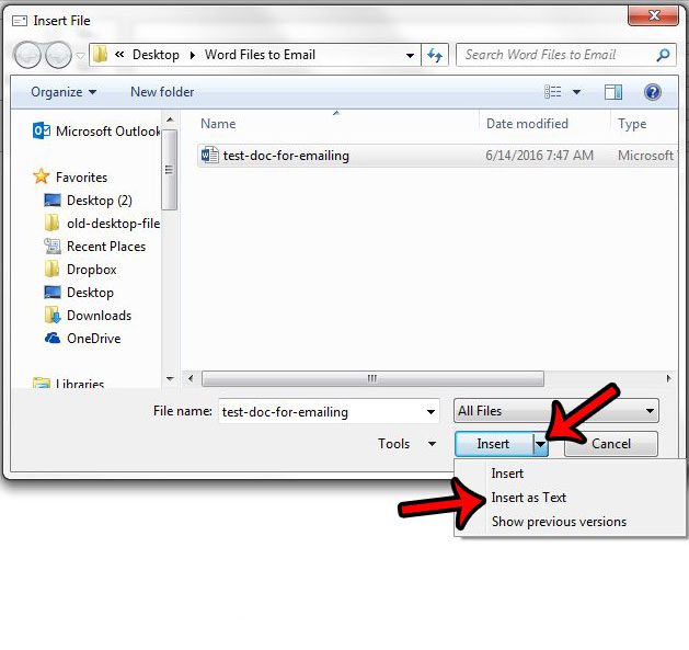 Как отправить документ Word 2013 в качестве тела сообщения электронной почты в Outlook 2013