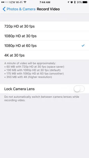 Какое разрешение использует мой iPhone для записи видео?
