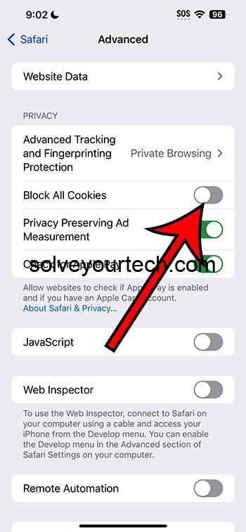 iOS 17 – как разрешить использование файлов cookie iPhone Safari
